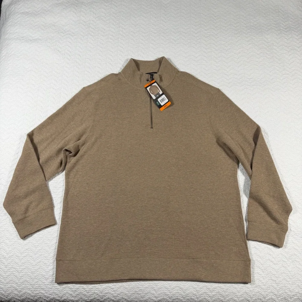 NWT Banana Republic‎ Mens XXL Tan Quarter Zip Pullover Sweater Cotton Blend LS